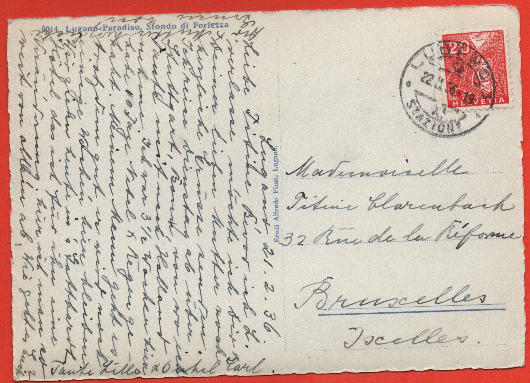 Cartoline postali: LUGANO PARADISO Sfondo di Porlezza – Usato da Jona venduto da philajona 1