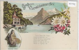 Gruss vom Vierwaldstätter-See - Tellskapelle - Litho