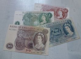 Lot ++ 4 Banknoten aus England ab 1960