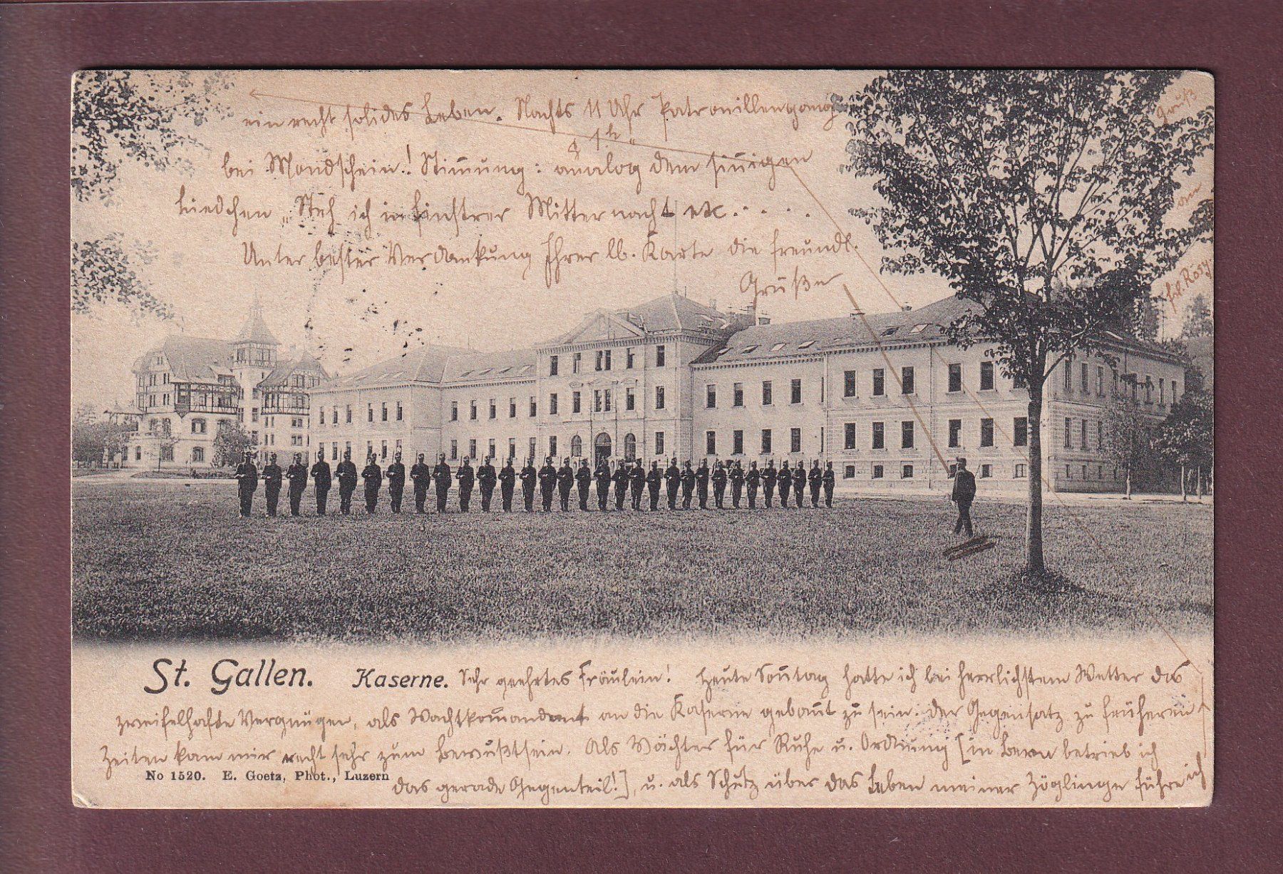 Cartoline postali: ST. GALLEN - Kaserne - 1903 Feldpost – Usato da Pully venduto da nicecards