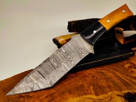 Top 1A Damast Messer Knife echter Faltenstahl im Larp Look