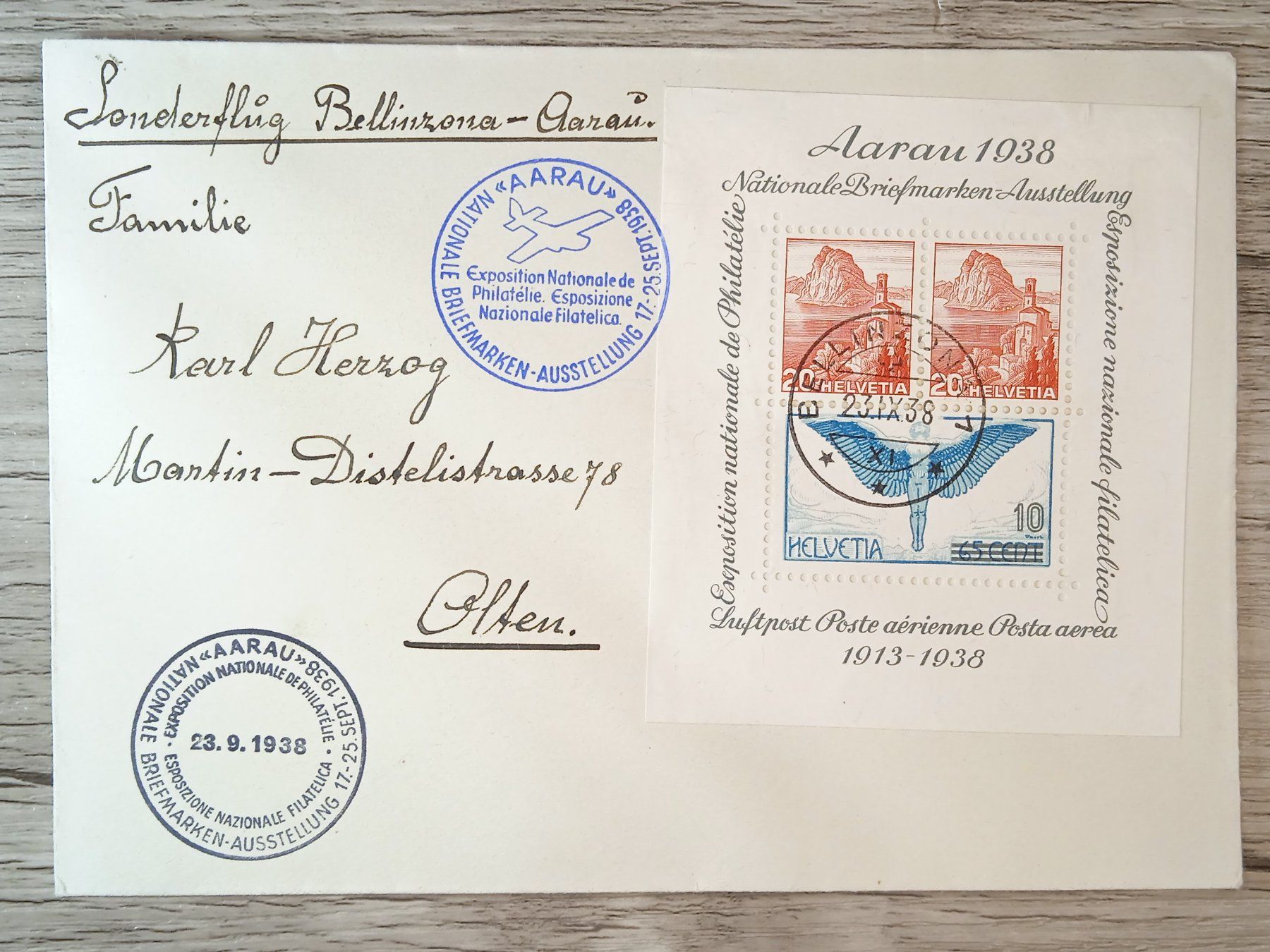 Tutti i francobolli: TR54 Enveloppe + Timbre Suisse 1938 – Usato da Cousset venduto da Patrick_Collections