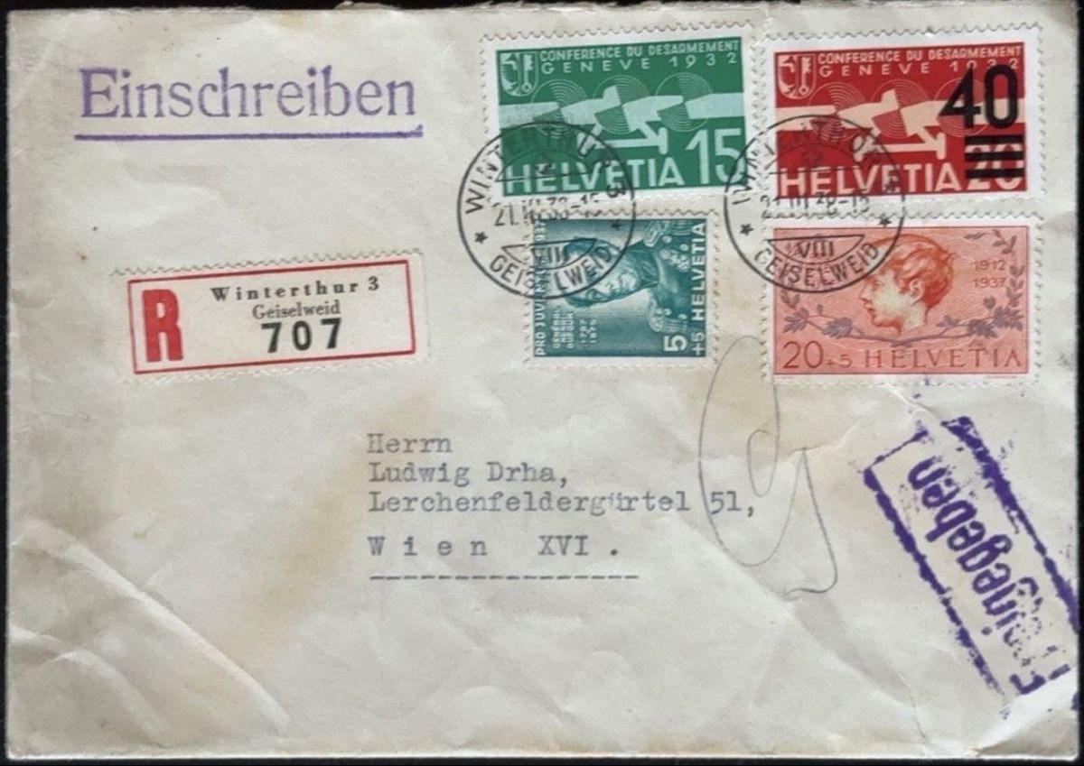 Tutti i francobolli: Briefumschlag Einschreiben mit Briefmarken und Stempel – Usato da birsfelden venduto da tim0444
