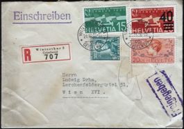 Briefumschlag Einschreiben mit Briefmarken und Stempel