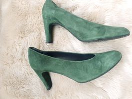 STUART WEITZMAN PUMPS VELOUR LEDER GRÜN 39 TIP TOP SCHUHE