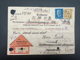 Postkarte D 1932 Nachnahme Berlin-CH gelocht   (G755)