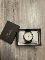 Tardima Damenuhr Rosegoldfarben mit schwarzem Lederarmband