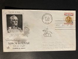 USA 1958 illustrierter FDC 8c Freiheitskämpfer Simon Bolivar