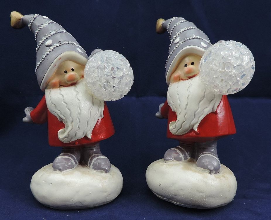 2 Stück LED Weihnachtsfiguren - Leuchtender Schneemann & Weihnachtswichtel, Batteriebetrieben
