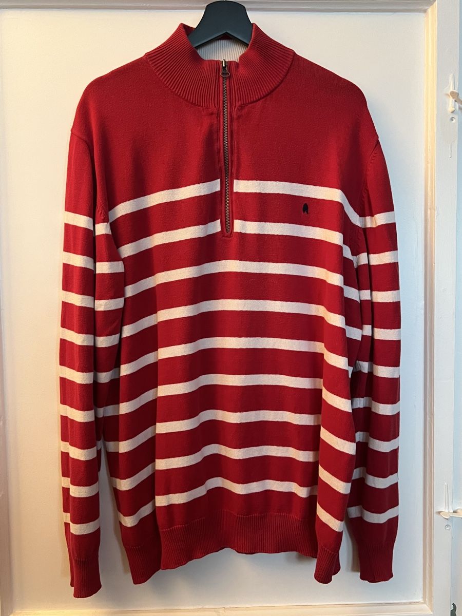 Maglioni & Felpe: Trendiger roter Strickpullover mit Streifen, Grösse XL – Usato da Fürstenau venduto da schneza