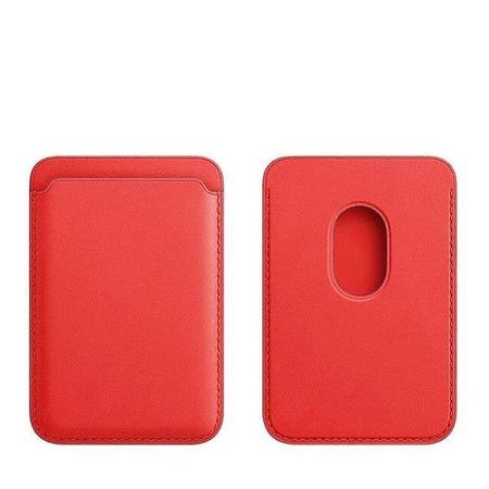 Portecarte Magnétique en Cuir avec MagSafe Iphone Rouge