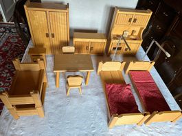 Ensemble de meubles en bois massif pour maison de poupée