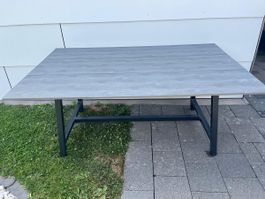 Gartentisch anthrazit Holzoptik Metallgestell  