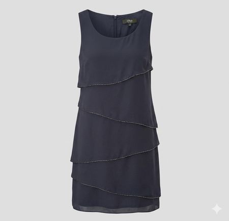 s.Oliver Black Label Damen Kleid Gr. 34 Dunkelblau Lagenlook