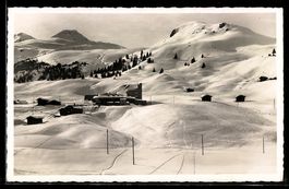 AK Arosa, Sporthotel Hof Maran mit Hauptikopf, Winteransicht