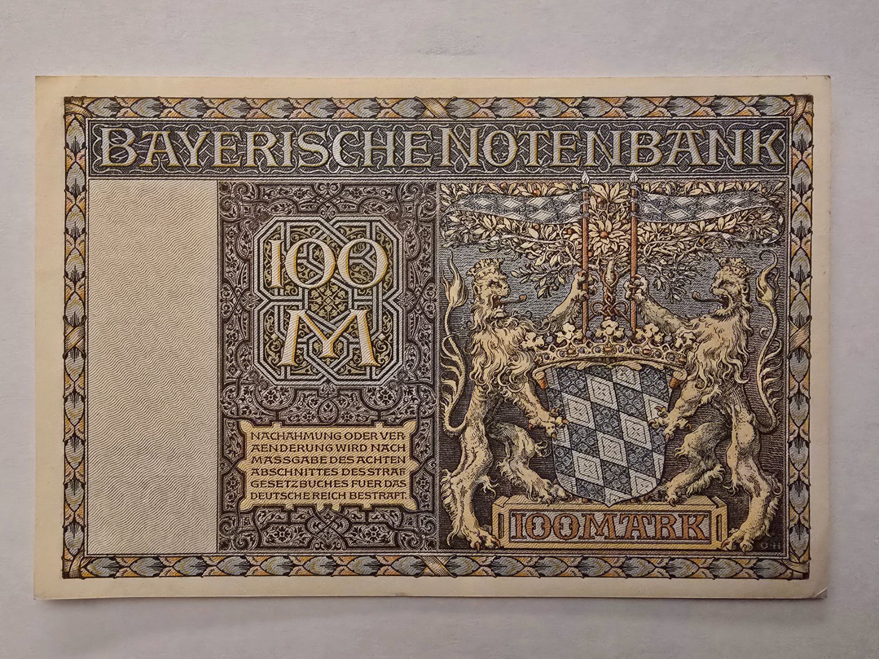Banconote: 100 Mark 1922 Bayerischenotenbank – Nuovo (secondo la descrizione) da Neuenhof venduto da brasvarela 1