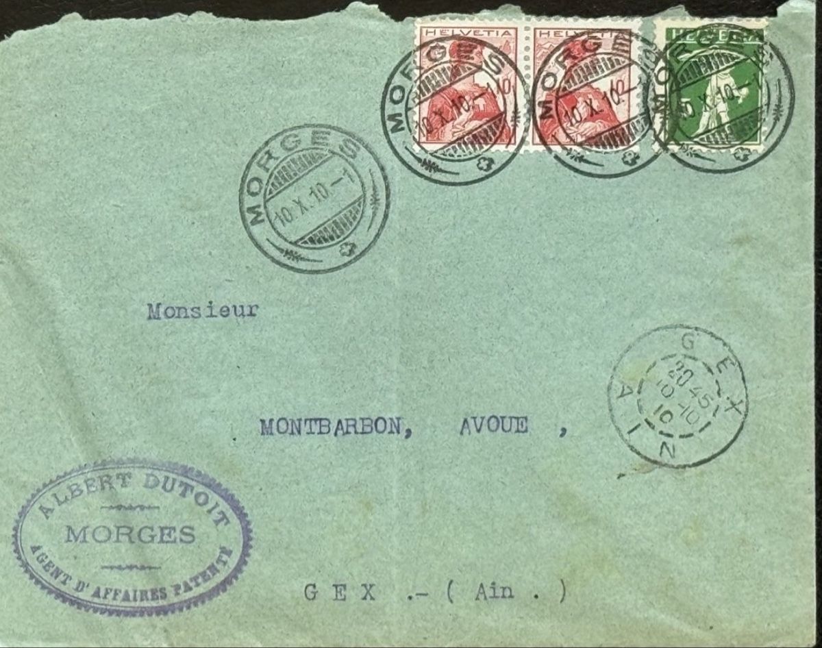 Tous les timbres: Briefumschlag mit Schweizer Marken und Stempel – D'occasion à birsfelden par tim0444