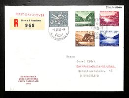 1956 FDC Pro Patria "DEUTSCH" illustriert und Einschreiben