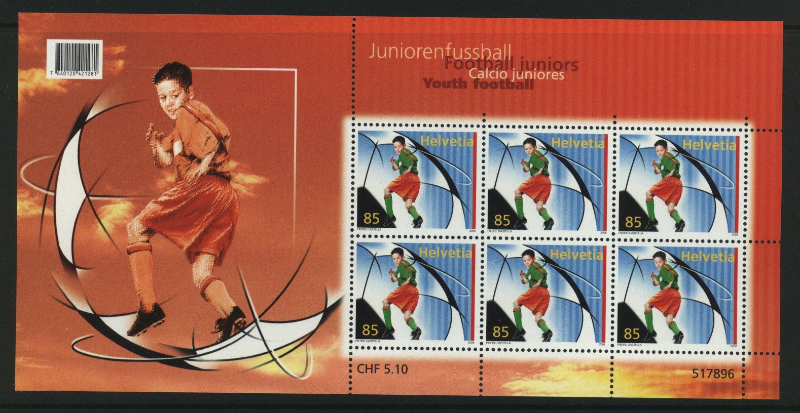 Tutti i francobolli: 2006, Sondermarke Juniorenfussball, Kleinbogen ** – Usato da Willisau venduto da Vollstempel
