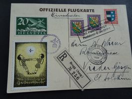 17.II.27.; LUFTPOST; OFFIZIELLE KARTE R-BRIEF MIT VIGNETTE