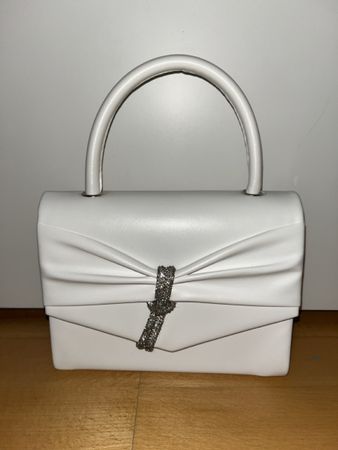 Handtasche weiss mit Strassschmuck