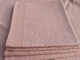 Leinen Tischtuch & 4 rosa Stoffservietten mit Muster