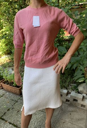 Chic Maglione di lana 100%-colore rose-nuovo per autunno 
