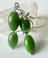 Nephrit Jade Ohrringe Silber 925 handgefertigtes Unikat Neu