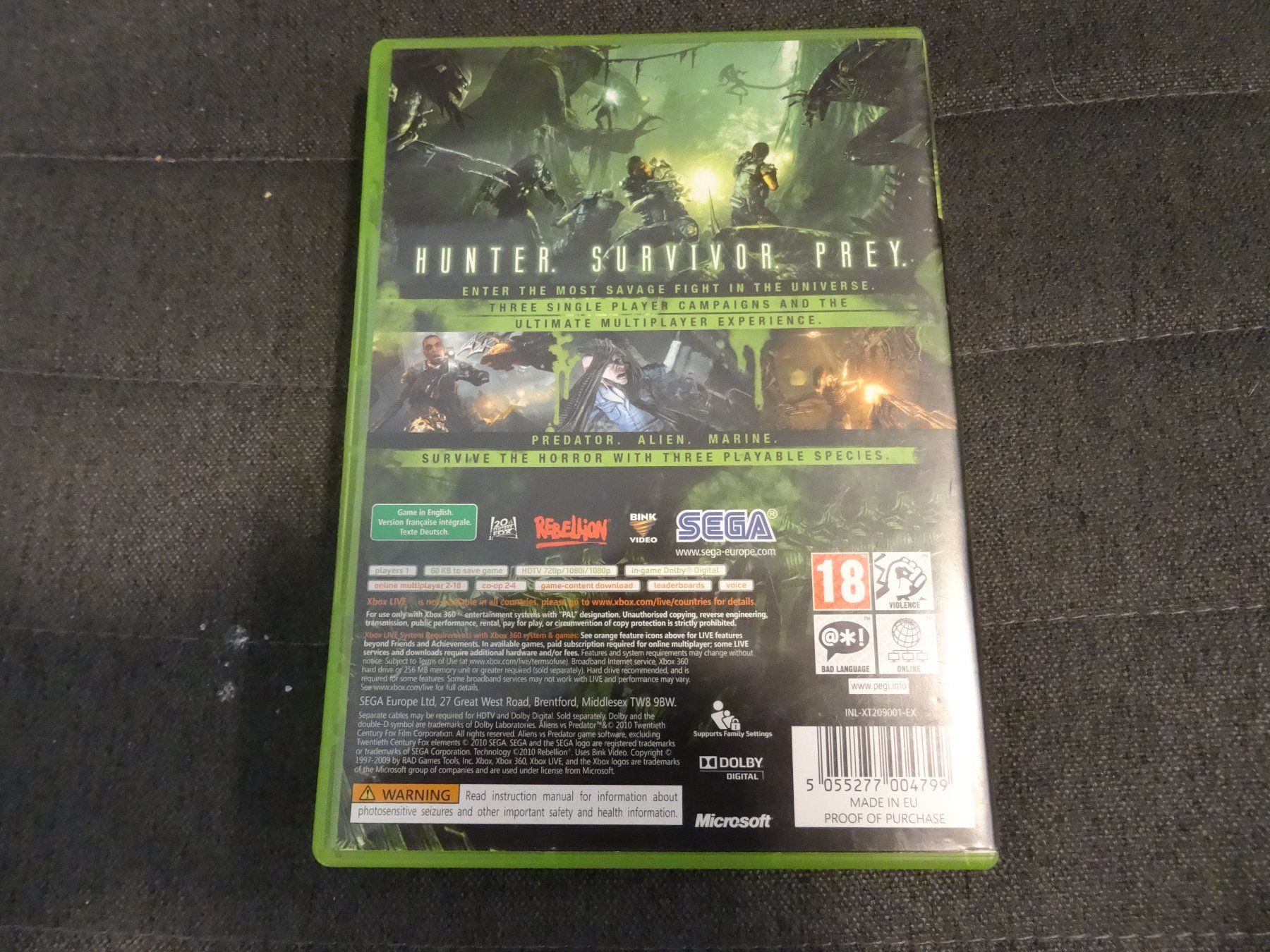 Spiele: Aliens vs Predator XBOX 360 – Gebraucht aus Olten von  2