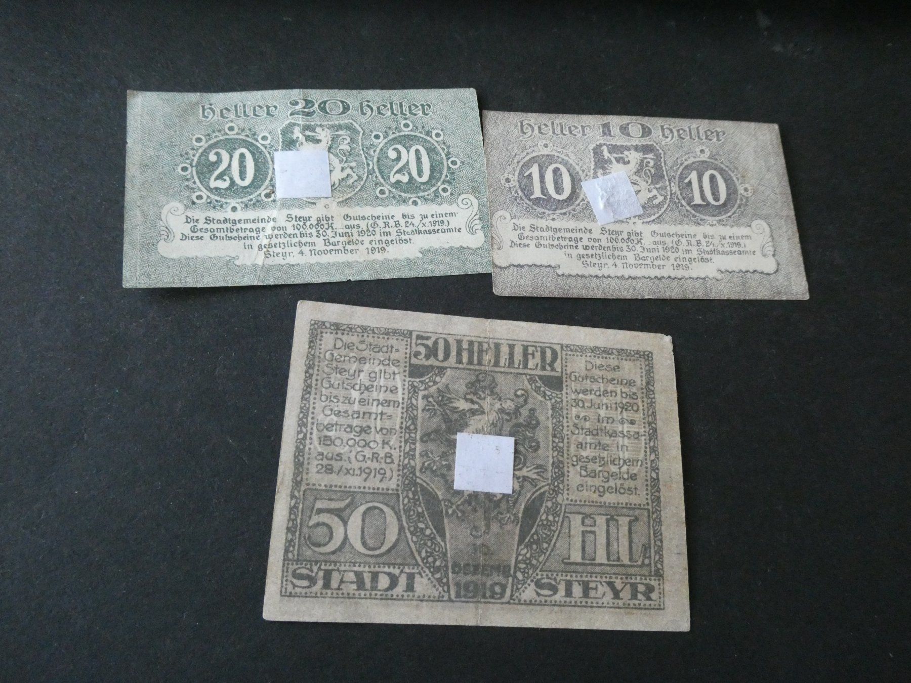 Banknoten: Oesterreich, Steyr - Notgeldscheine – Gebraucht aus Hinterforst von Rohusri 1