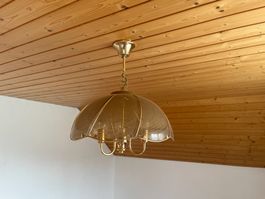 Deckenlampe Gold mit Stuck-Glas
