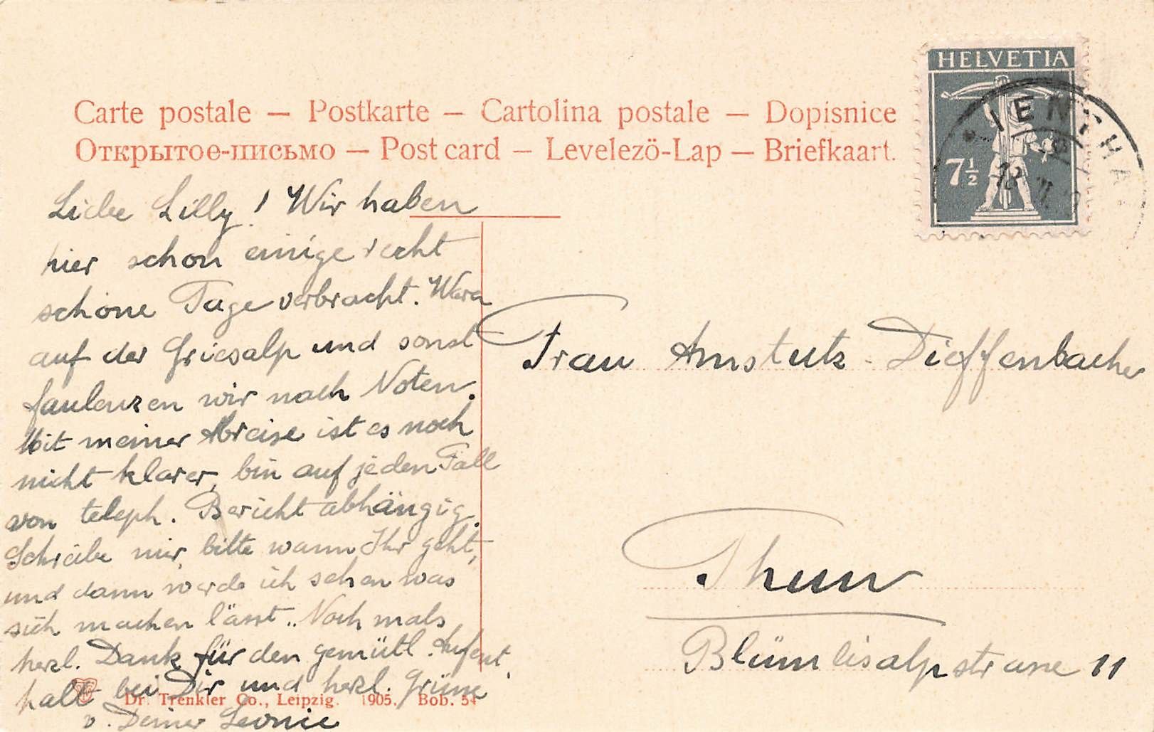 Ansichtskarten: Kiental und Blumlisalp – Gebraucht aus Biasca von Blenio71 1