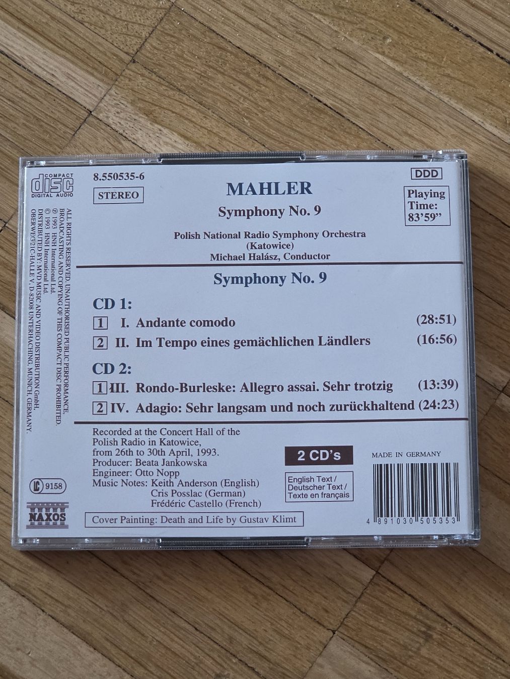 CD: Doppel-CD: Mahler - Symphonie No. 9 – Usato da Aesch BL venduto da immon 1