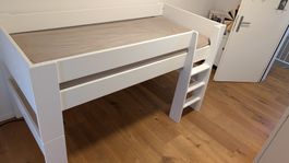 Hochbett für Kinder weiss mit Leiter