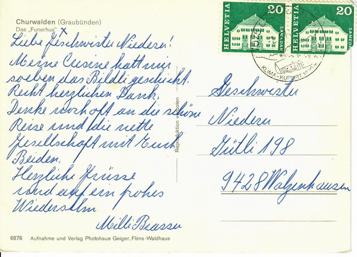Cartes postales: Churwalden – D'occasion à Hochdorf par Ziegel-16 1