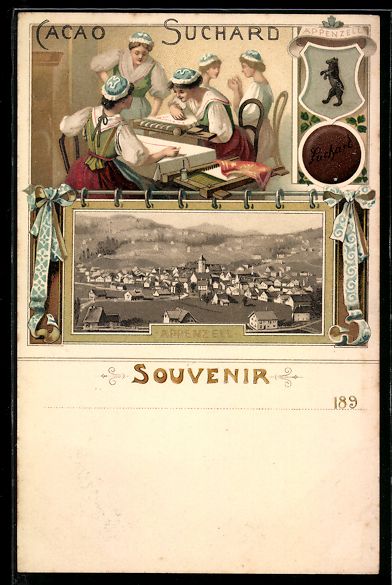 Cartoline postali: Litho Appenzell, Blick auf den Ort, Rekl – Usato da Berlin venduto da bartko-reher