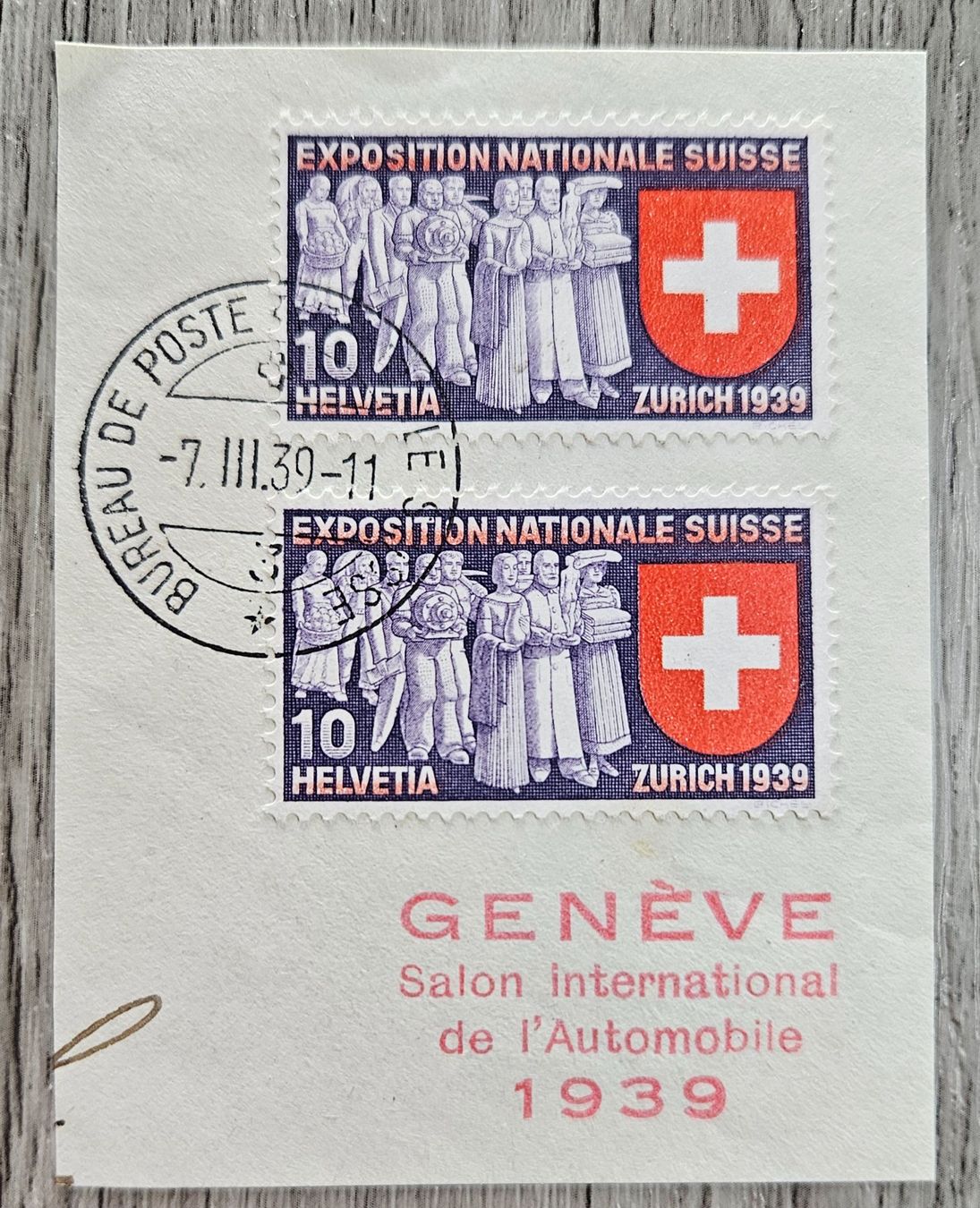 Tutti i francobolli: CL07 Timbre Suisse 1939 Avec papier – Usato da Cousset venduto da Patrick_Collections