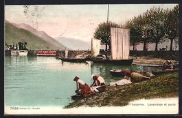 AK Locarno, Lavandaje al porto, 1907