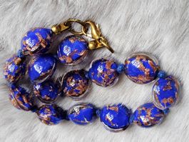 Vintage 50er Jahre Murano Armband Blau/Rotgold