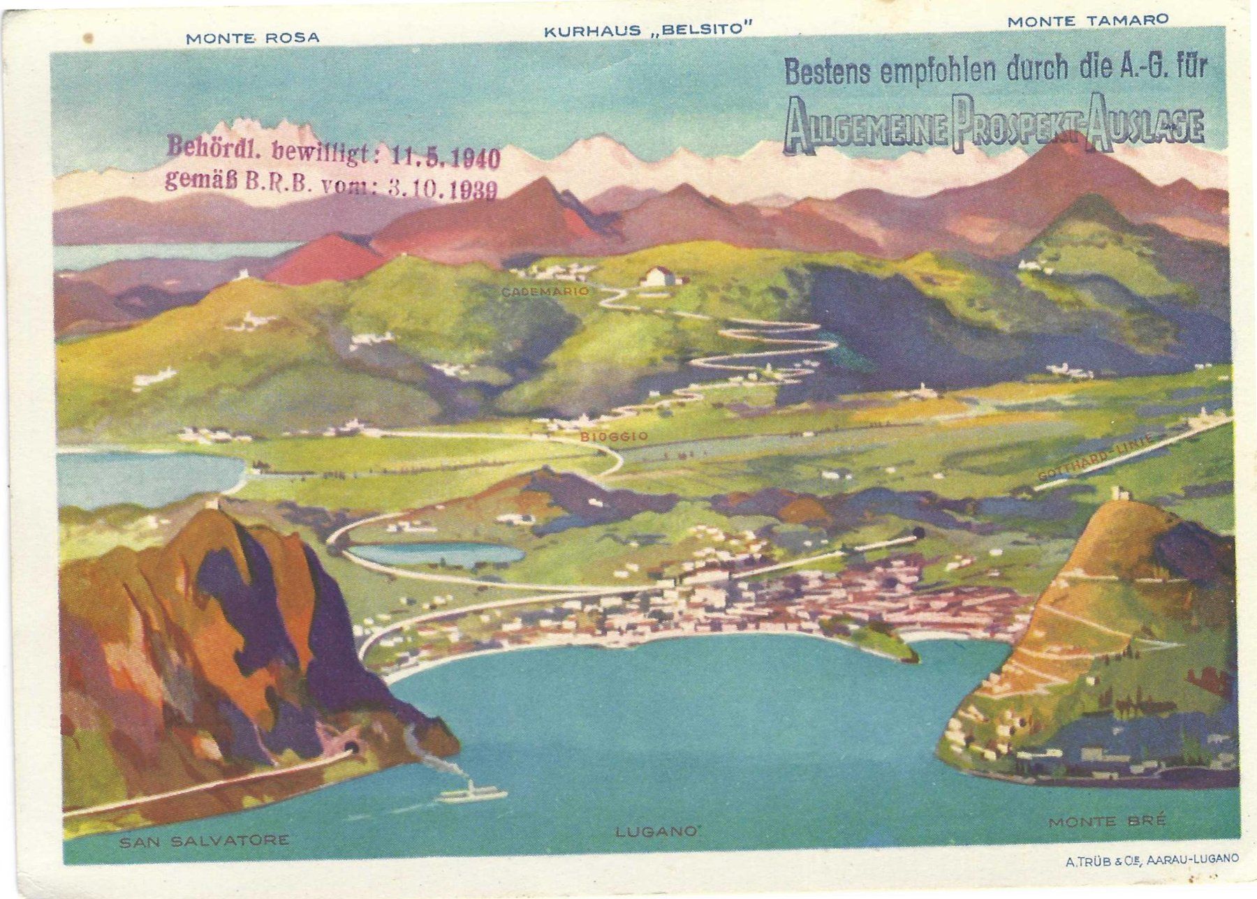 Cartoline postali: Cademario/Lugano, Werbekarte, – Nuovo (secondo la descrizione) da Wildhaus venduto da Brunphil