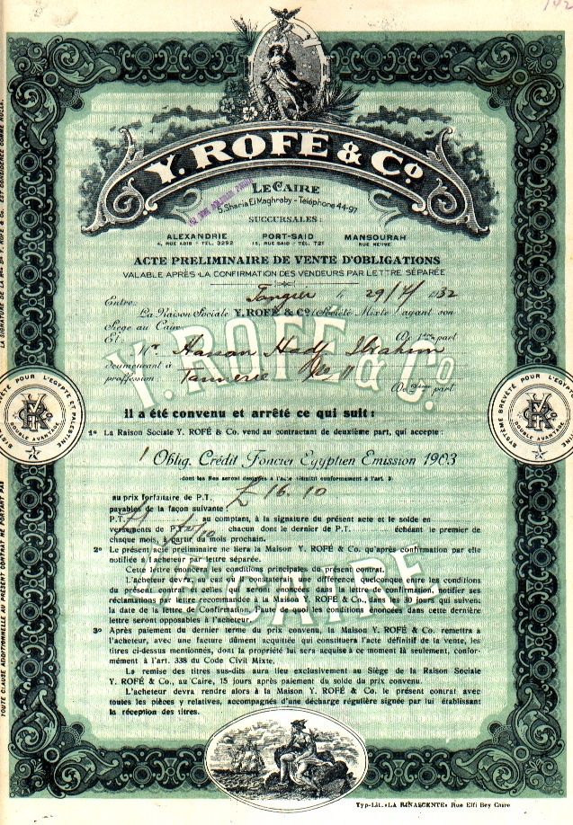 Documenti: Y. Rofé & Co., Kairo - 1903 – Usato da Solothurn venduto da sga_w2c2