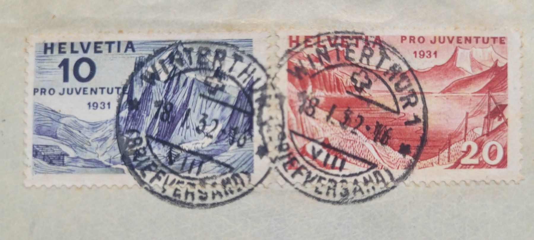 Alle Briefmarken: 1931 PJ 58+59 obl. WINTERTHUR 18.I.32 – Gebraucht aus Colombier NE von Colombier 1