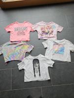 5 T-Shirts Mädchen Crop Tops verschiedene Motive gebraucht