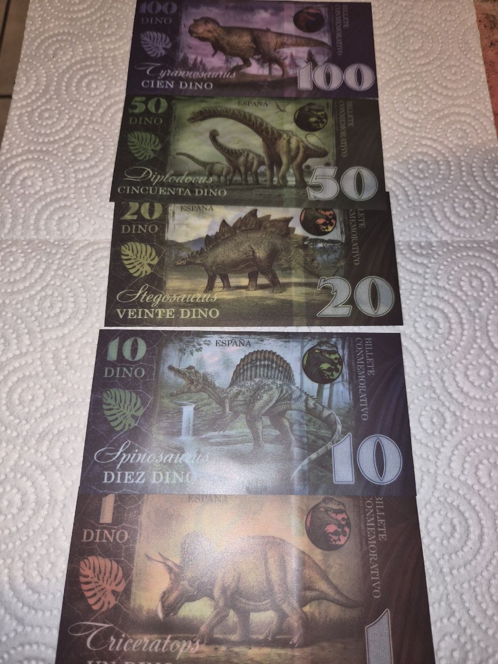 Banknoten: lot de 5 billets commémorarif dinosaure – Neu (gemäss Beschreibung) aus Senèdes von hen_fw8b