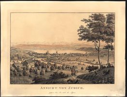 Zürich  Aquatinta altkoloriert um 1820 sehr selten