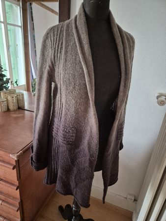Cardigan long en maille brun T.M