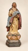 Heiligenfigur aus Holz, bemalte Maria, Höhe 29cm, antik