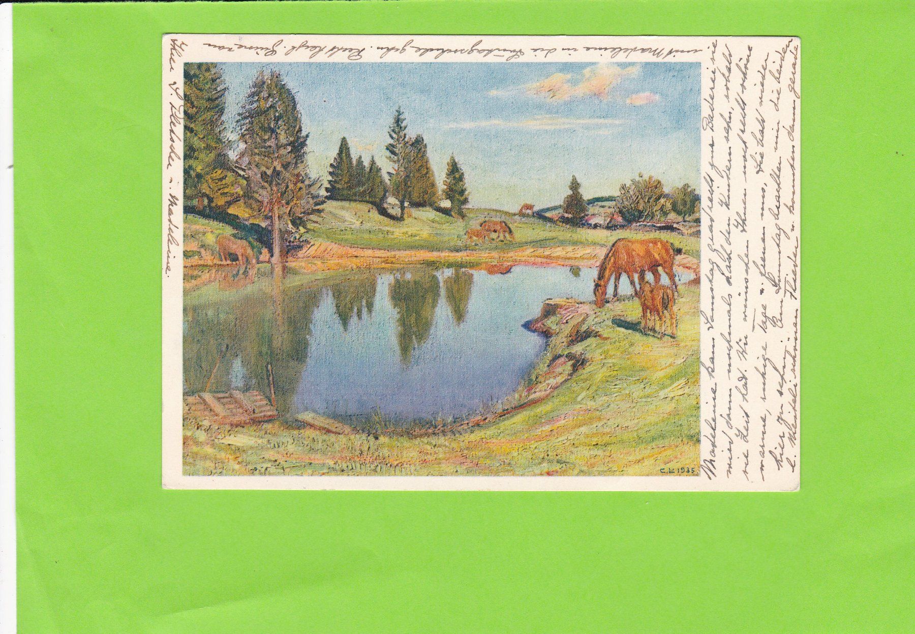 Cartoline postali: Pro Infirmis--Am Bergsee – Usato da St. Peterzell venduto da neckertal