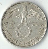Münze Deutschland DR 3.Reich HINDENBURG  2 Reichsmark 1937 F