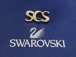 Swarovski Brosche, vintage, 18k vergoldet
